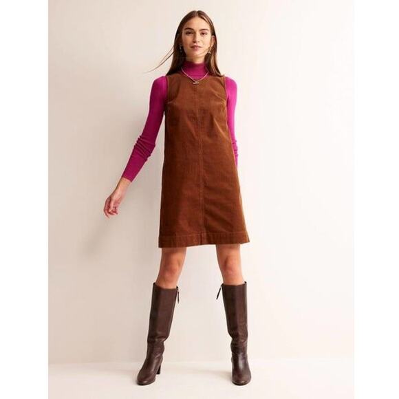 Boden Evie Corduroy Shift Dress in Brown Size 12 - Picture 1 of 11